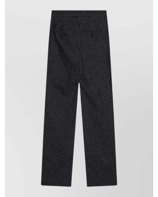 Max Mara Blue Tailored Pants Straight Leg Belt Loops