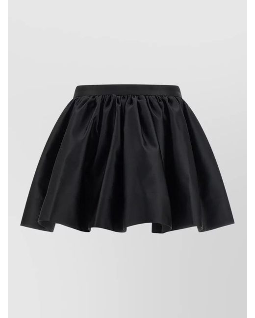 Rabanne Black Satin Skirt Elastic Waist Flared Silhouette