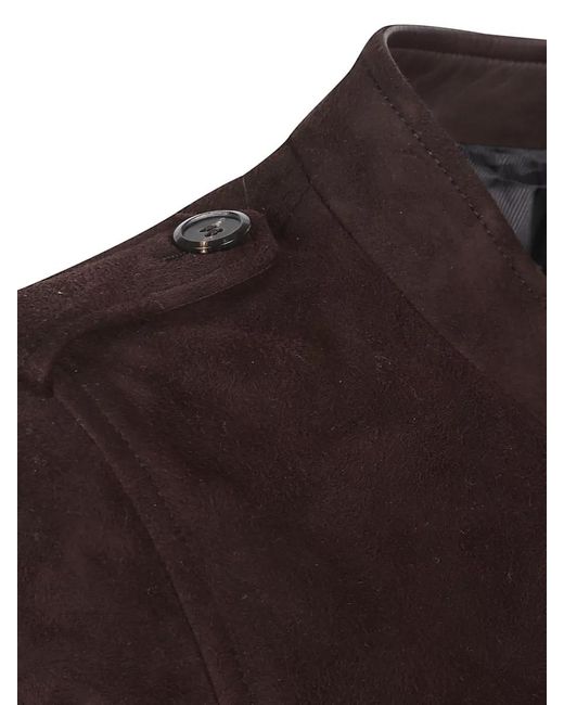 Prada Black Shearling Coat Epaulettes Stand Collar Pockets