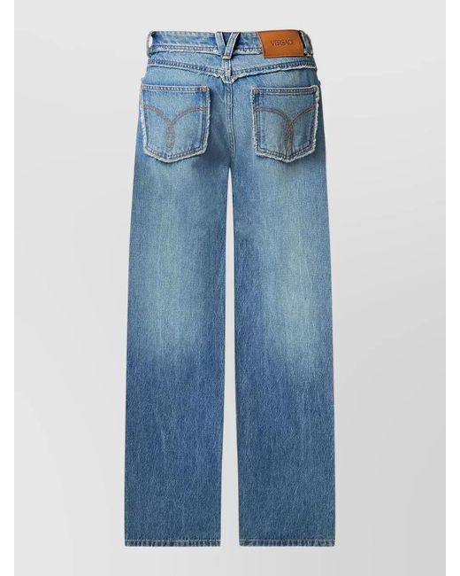 Versace Blue Denim High-Rise Wide-Leg Jeans