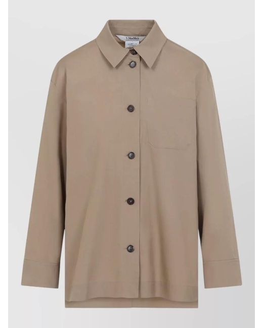 Max Mara Natural Cotton Poplin Long-Sleeve Shirt