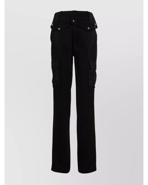 David Koma Black Satin Straight Trousers