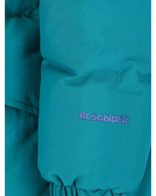 Jil Sander Blue Padded Coat High Collar Elasticated Cuffs for men