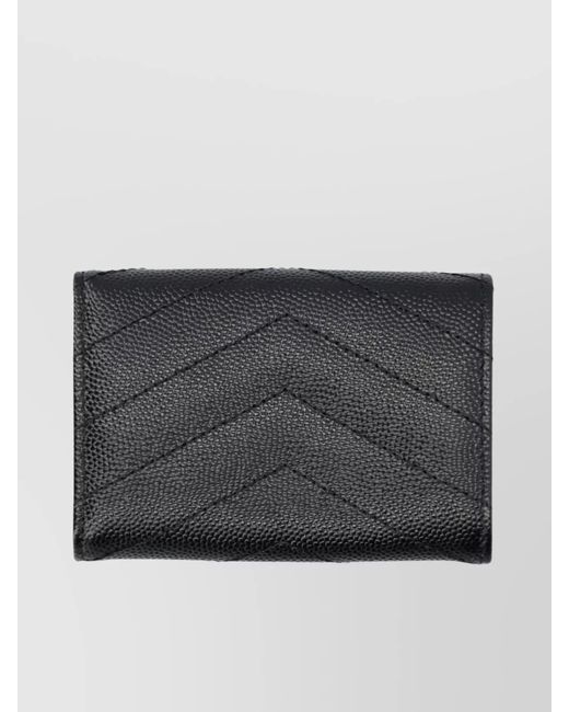 Saint Laurent Gray Leather Quilted Trifold Wallet