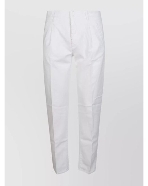 Incotex White Ppt Trousers With Back Pockets And Belt Loops for men