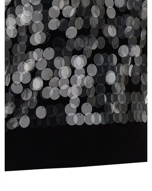Max Mara Black Virgin Wool Sequined Short-Sleeve Sweater