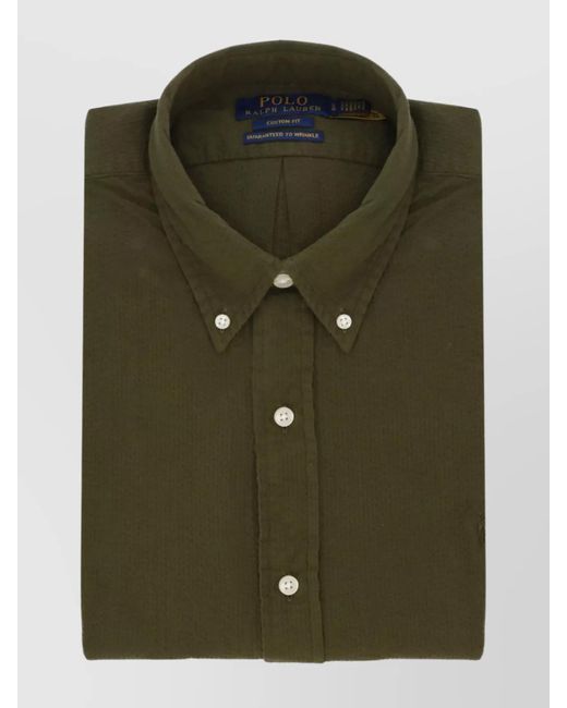 Ralph Lauren Green Casual Shirt With Button-Down Collar And Textured Fabric for men