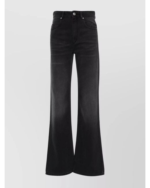 Isabel Marant Black Faded Bootcut Denim Jeans Whiskering Effect