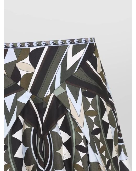 Emilio Pucci Multicolor Silk Satin A Line Balloon Midi Skirt