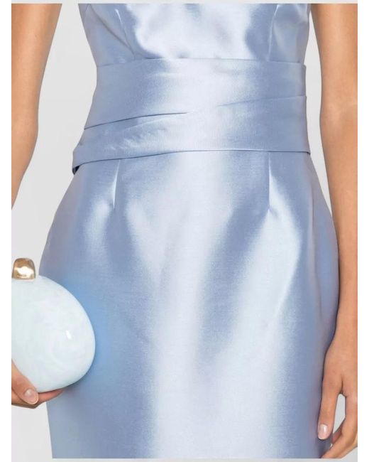 Solace London Blue Ingrid Strapless Satin Midi Dress
