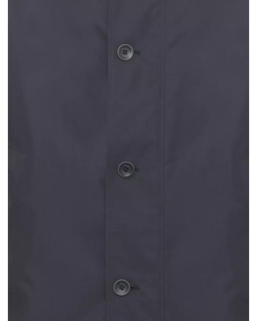 Herno Blue Tech Fabric Rain Jacket High Collar Pockets for men