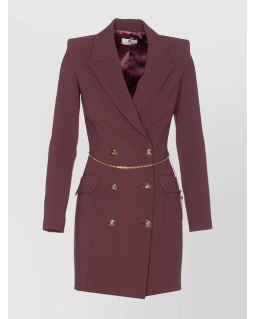 Elisabetta Franchi Purple Double-Breasted Mini Dress