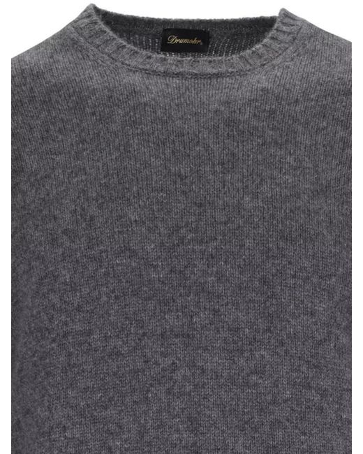 Drumohr Gray Cashmere Crewneck Jumper for men