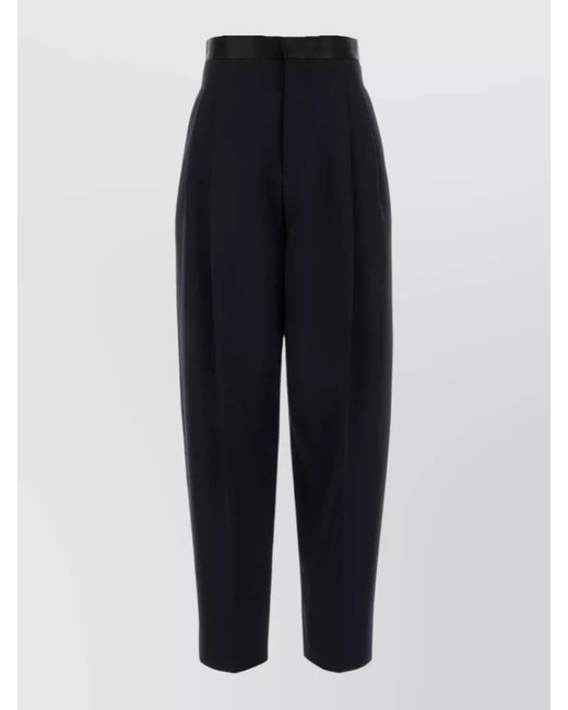 Bottega Veneta Blue Wool Wide Leg Pleated Tailored Pant