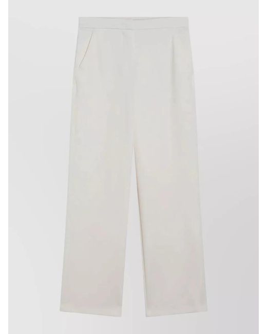 Max Mara White High Waist Wide Leg Tailored Trousers