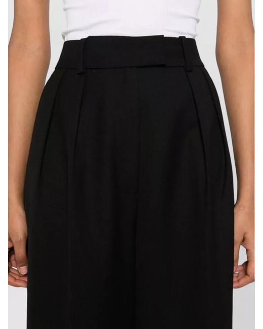 Anine Bing Blue Lou Tailored High Waist Pleated Trousers