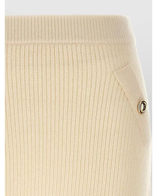 MICHAEL Michael Kors Natural Knit Mini Skirt Decorative Buttons Waistband