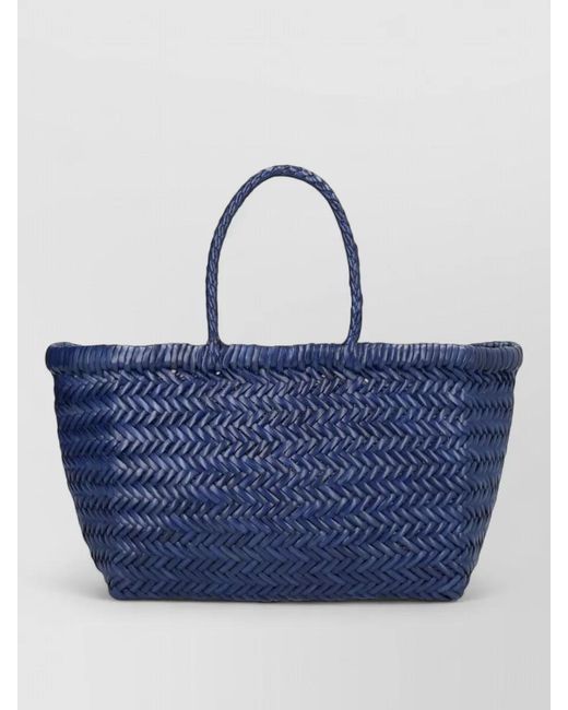 Dragon Diffusion Blue Beach Bag Woven Design Dual Handles