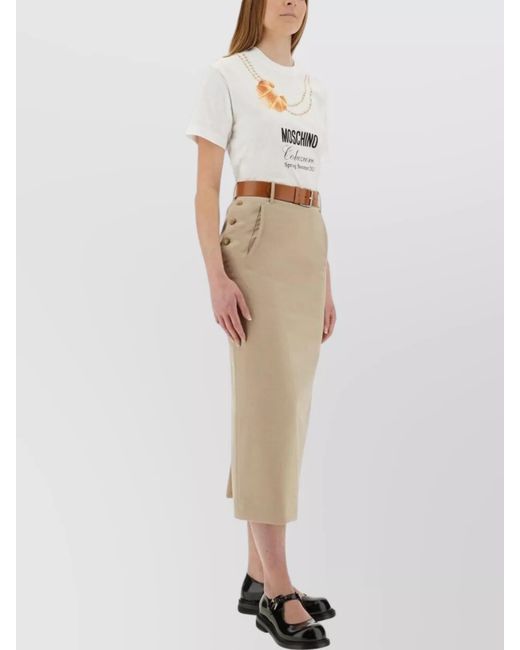 Moschino White Cotton Logo Print T-Shirt