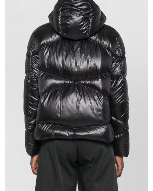 Herno Black Hooded Cropped Down Jacket Casual Style
