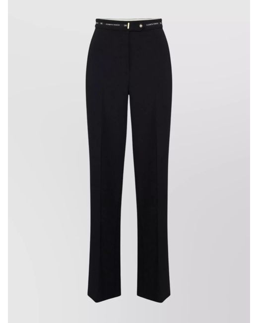 Elisabetta Franchi Blue Trousers Straight Leg Pockets Belt Loops