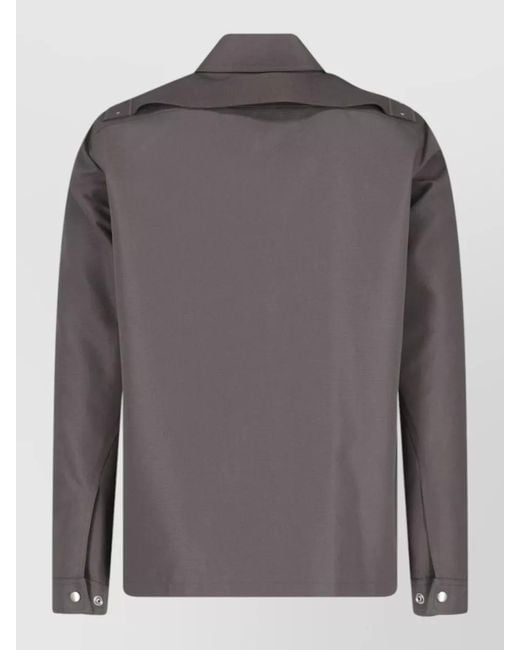 Rick Owens Gray Long Sleeve Jacket Point Collar Buttons for men