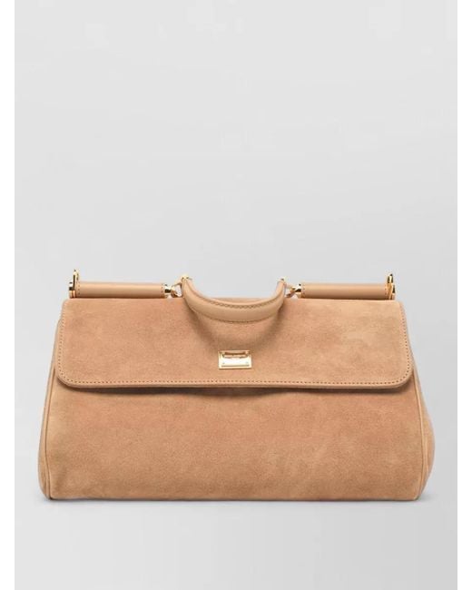 Dolce & Gabbana Natural My Sicily Medium Leather Shoulder Bag