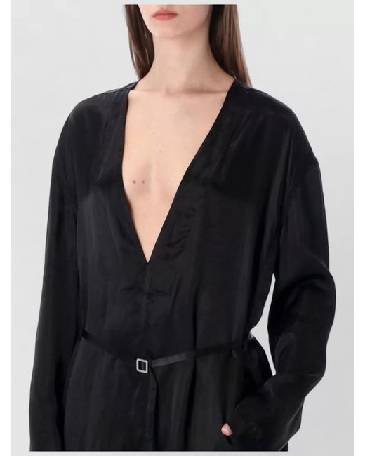 Rick Owens Black Long Sleeve Belted Jumpsuit Wide Leg
