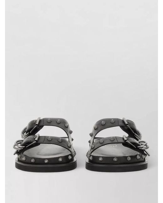 Ash Gray Leather Slides