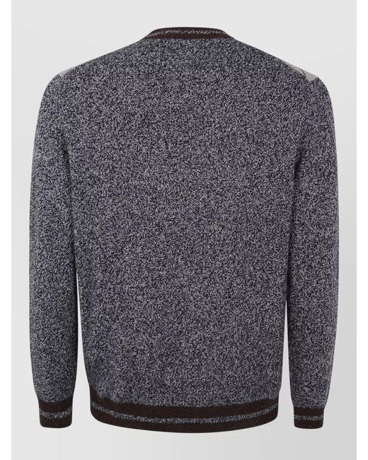 Ballantyne Gray Argyle Crew Neck Knit Sweater Long Sleeves for men