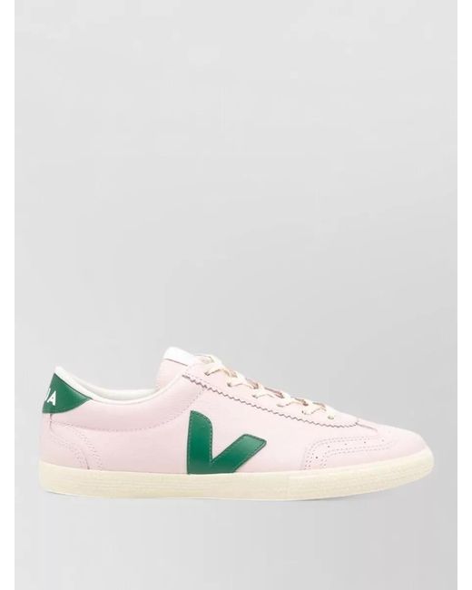 Veja Pink Leather Low-Top Sneakers