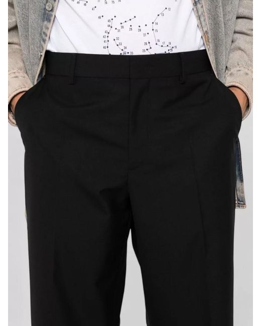 Moschino White High Waist Wide Leg Pleated Pants for men