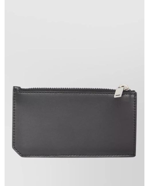 Saint Laurent Gray Calfskin Leather Tiny Cassandre Fragments Cardholder for men