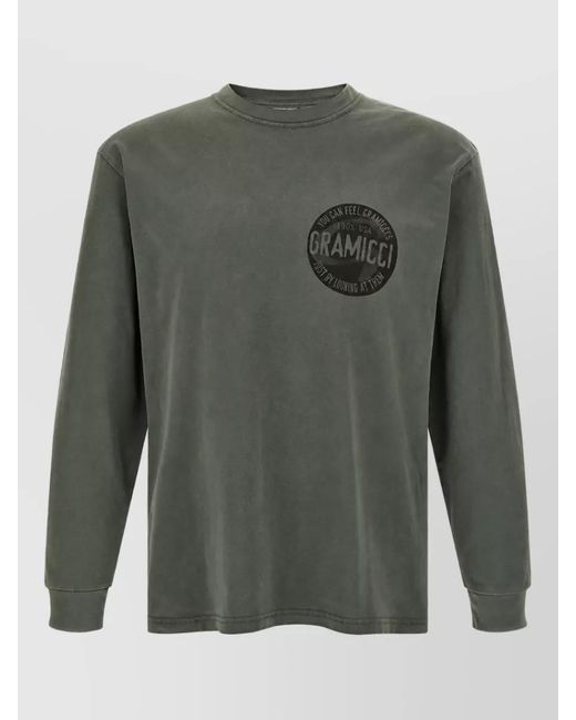 Gramicci Green Logo-Print Cotton Long-Sleeve T-Shirt for men