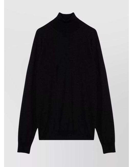 Drumohr Black Turtleneck Wool Sweater Long Sleeves for men