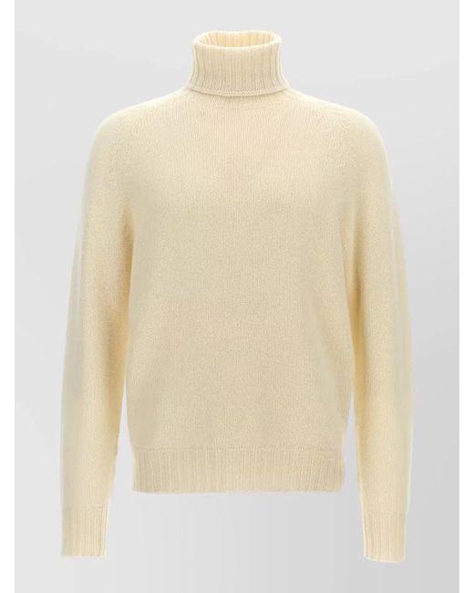 Ma'ry'ya Natural High Neck Turtleneck Sweater Ribbed Cuffs Hem for men