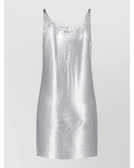 Rabanne White Scoop Neck Slim Fit Sequined Top