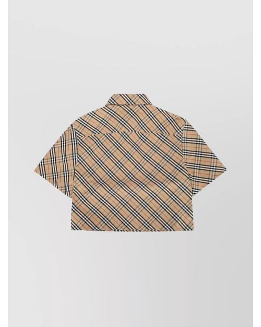 Burberry Natural Cotton Checked Cropped Shirt