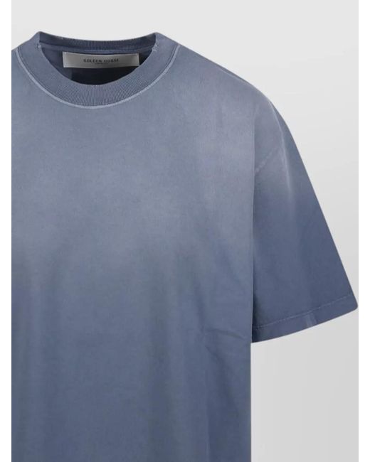 Golden Goose Deluxe Brand Blue Boxi Logo Patch Crew Neck T Shirt