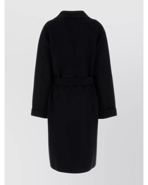 Prada Black Cashmere Virgin Wool Single Breasted Coat