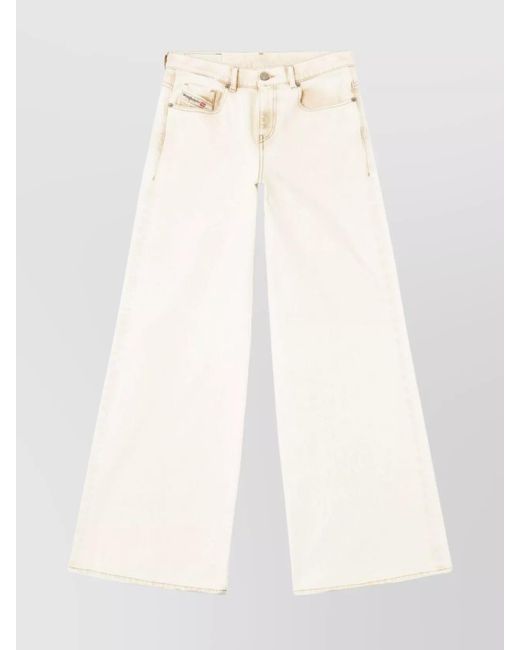 DIESEL White Straight Leg Trousers Belt Loops