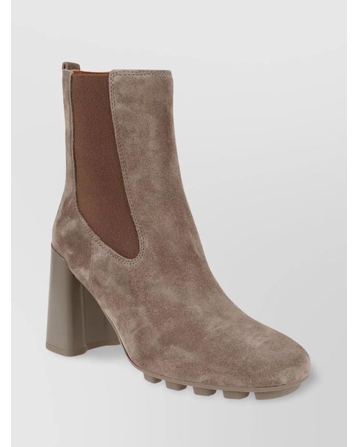 Hogan Brown Leather Chelsea Ankle Boots