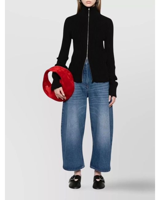 Studio Nicholson Blue Denim Cropped Wide-Leg Trousers