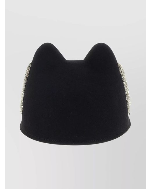 Maison Michel Black Crystal Embellished Wool Fedora Hat