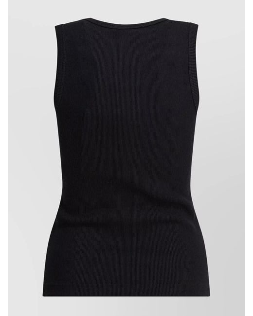 McQueen Black Cotton Crewneck Sleeveless Top