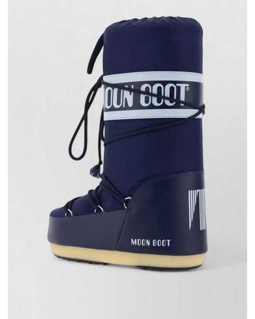 Moon Boot Blue Padded Knee High Platform Waterproof Boots