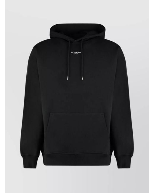 Drole de Monsieur Black Hooded Sweatshirt Kangaroo Pocket for men
