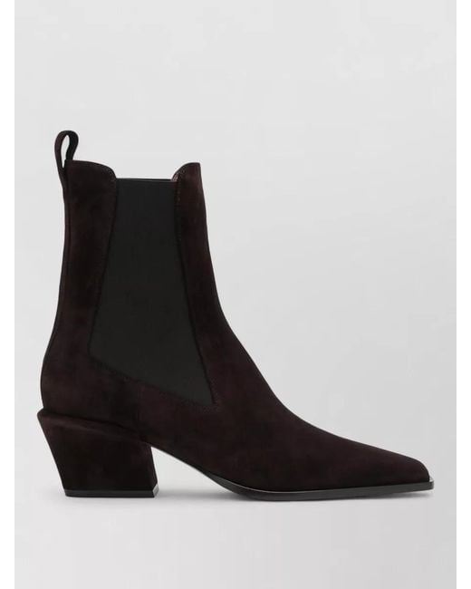 Paris Texas Black Ankle Boots Block Heel Elastic Panels