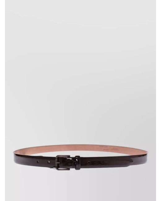 Dolce & Gabbana Gray Leather Logo Belt