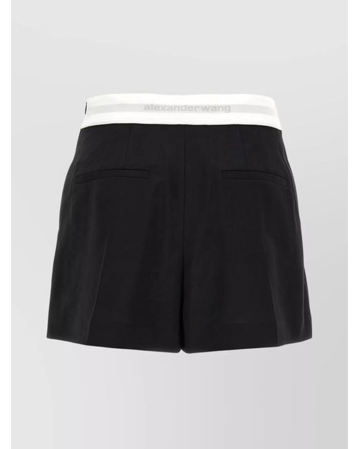 Alexander Wang Black Elastic Waistband Shorts With Back And Side Pockets